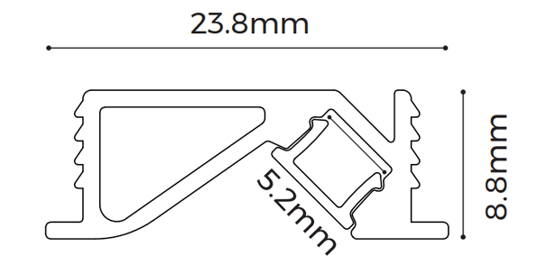 LE2409 Recessed Aluminium Profile with Flange, 2.5m cross-section