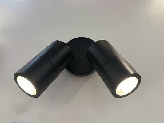 Black Tiltable Outdoor Light ,Spotlight IP65 A118-Twin Light - Galaxy Lighting NZ