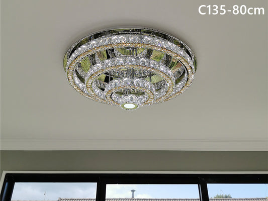 LED Crystal Ceiling Light C135-Gold-80cm - Galaxy Lighting NZ