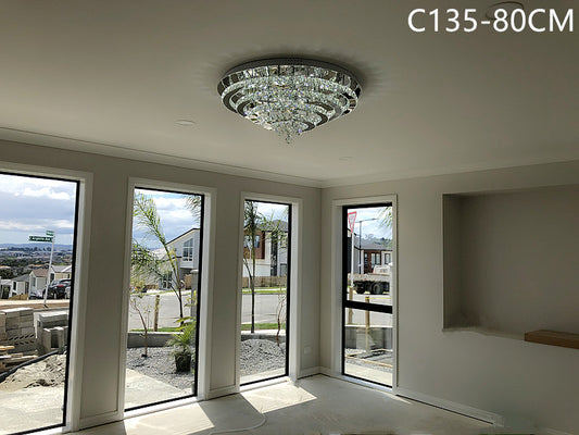 Crystal LED Ceiling Light C135-Silver-80cm - Galaxy Lighting NZ