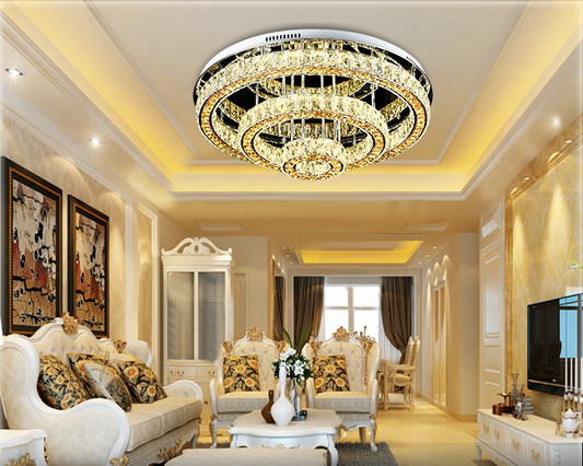 LED Crystal Ceiling Light C135-Gold-60cm - Galaxy Lighting NZ