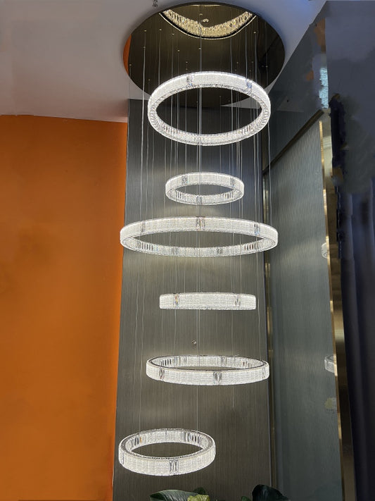 Color Change LED Crystal Drop light D131-6 Rings - Galaxy Lighting NZ