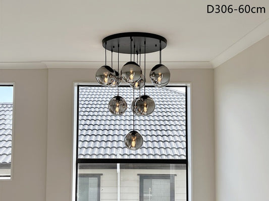 Smoky Grey Drop Light D306-60cm , Two Sizes - Galaxy Lighting NZ