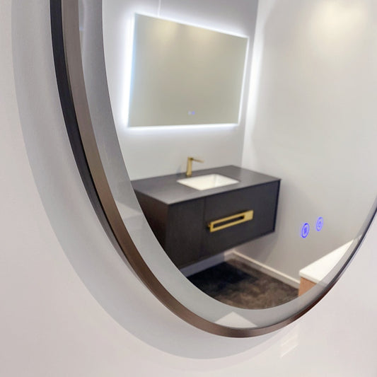 Gunmetal Framed LED Mirror GM700*700mm Demister - Galaxy Lighting NZ