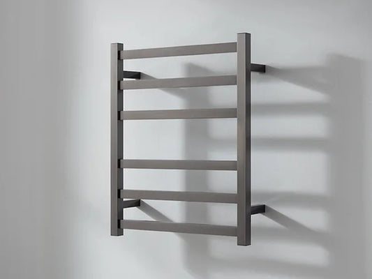Brush Gun Metal finished Heated Towel Rail 500*640mm 6 Bars # - Galaxy Lighting NZ