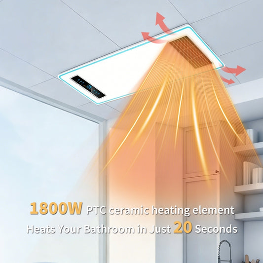 Large Bathroom Heater Fan Light 3 IN 1, 2200W Heating + Dual Fan + LED Light - Galaxy Lighting NZ