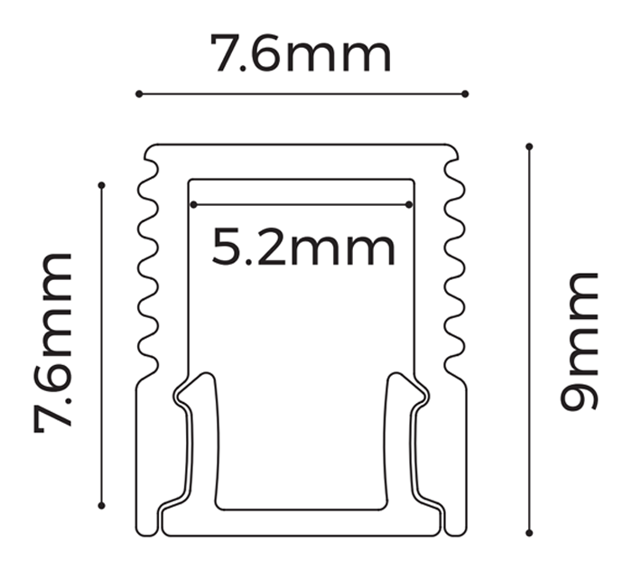 LS0709 Slim Surface Aluminium Profile, 2.5m cross-section