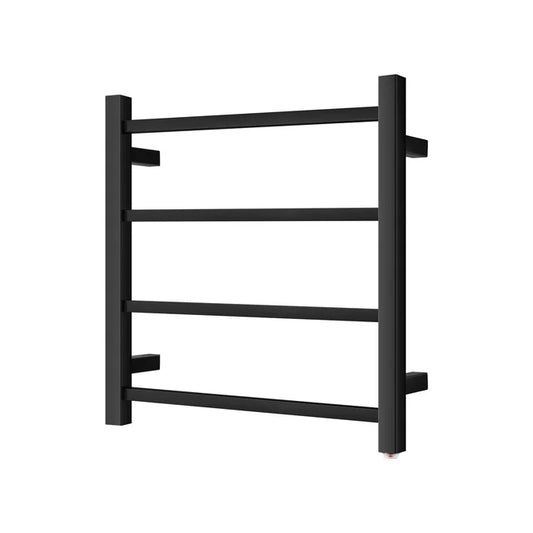 Square Matt Black Electric Heated Towel Rack 520*500mm 4 Bars - Galaxy Lighting NZ