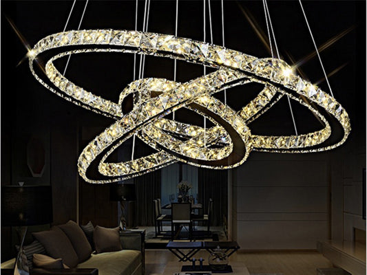 LED Crystal Pendant Light P312-3Rings - Galaxy Lighting NZ