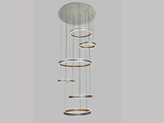 Remote Control Grey and Gold Color Change LED Drop Light P369-6Rings - Galaxy Lighting NZ