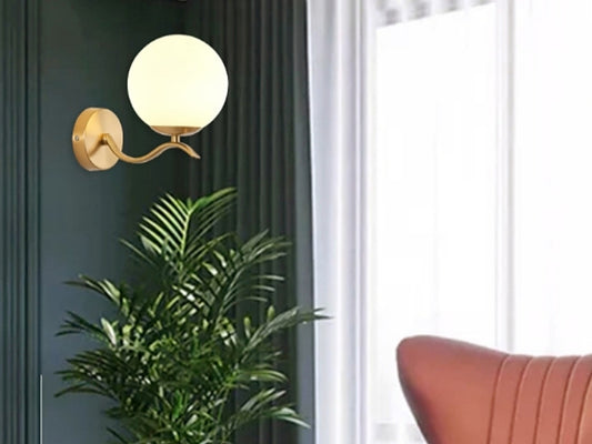 Matt Gold Modern Wall light Global Glass with Golden Frame W133 - Galaxy Lighting NZ