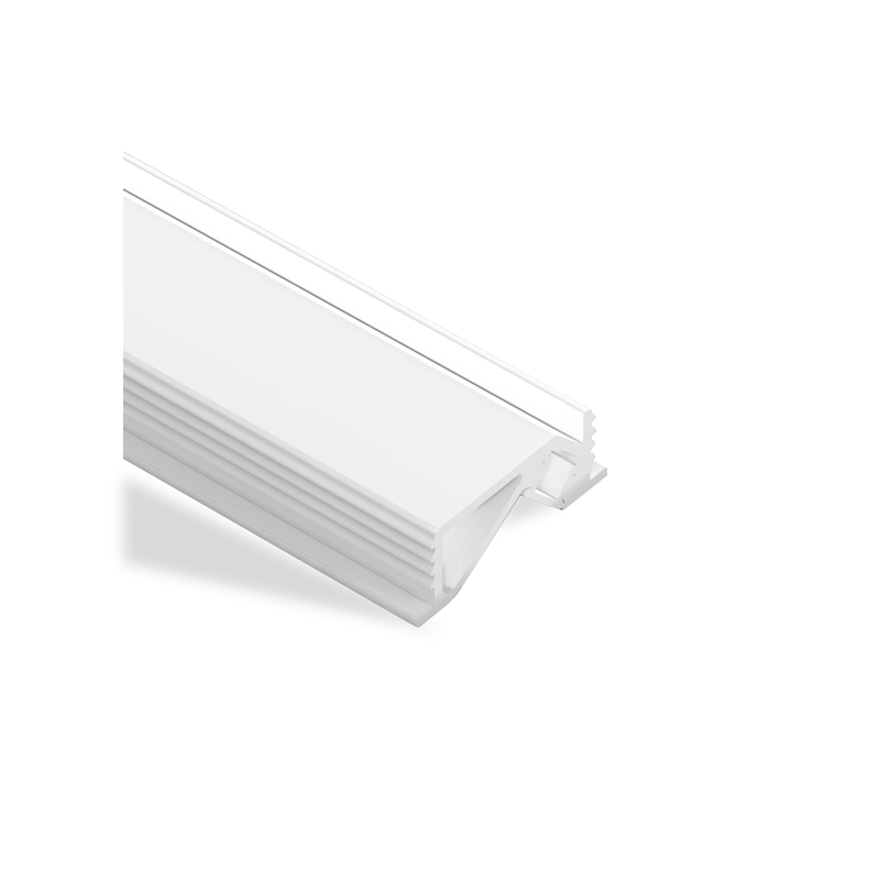 LE2409 Recessed Aluminium Profile with Flange, 2.5m - White