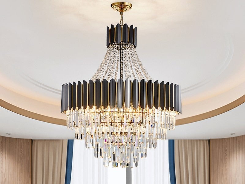 Luxury Crystal Chandelier, Black with Gold Frame P304-65cm