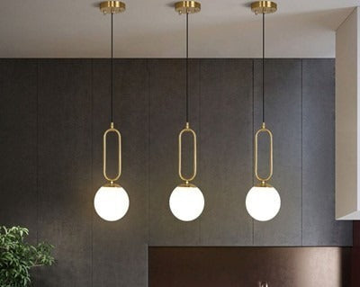 Gold Metal With Frosted Glass Modern Kitchen/Bedside Pendant Light P131