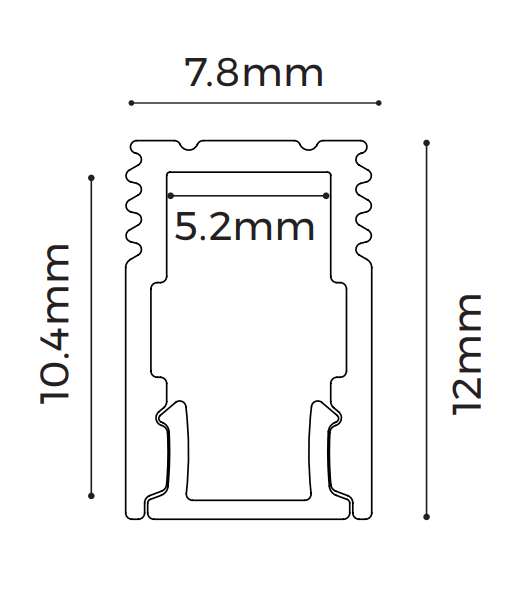 LS0812 Compact Surface Aluminium Profile, 2.5m cross-section