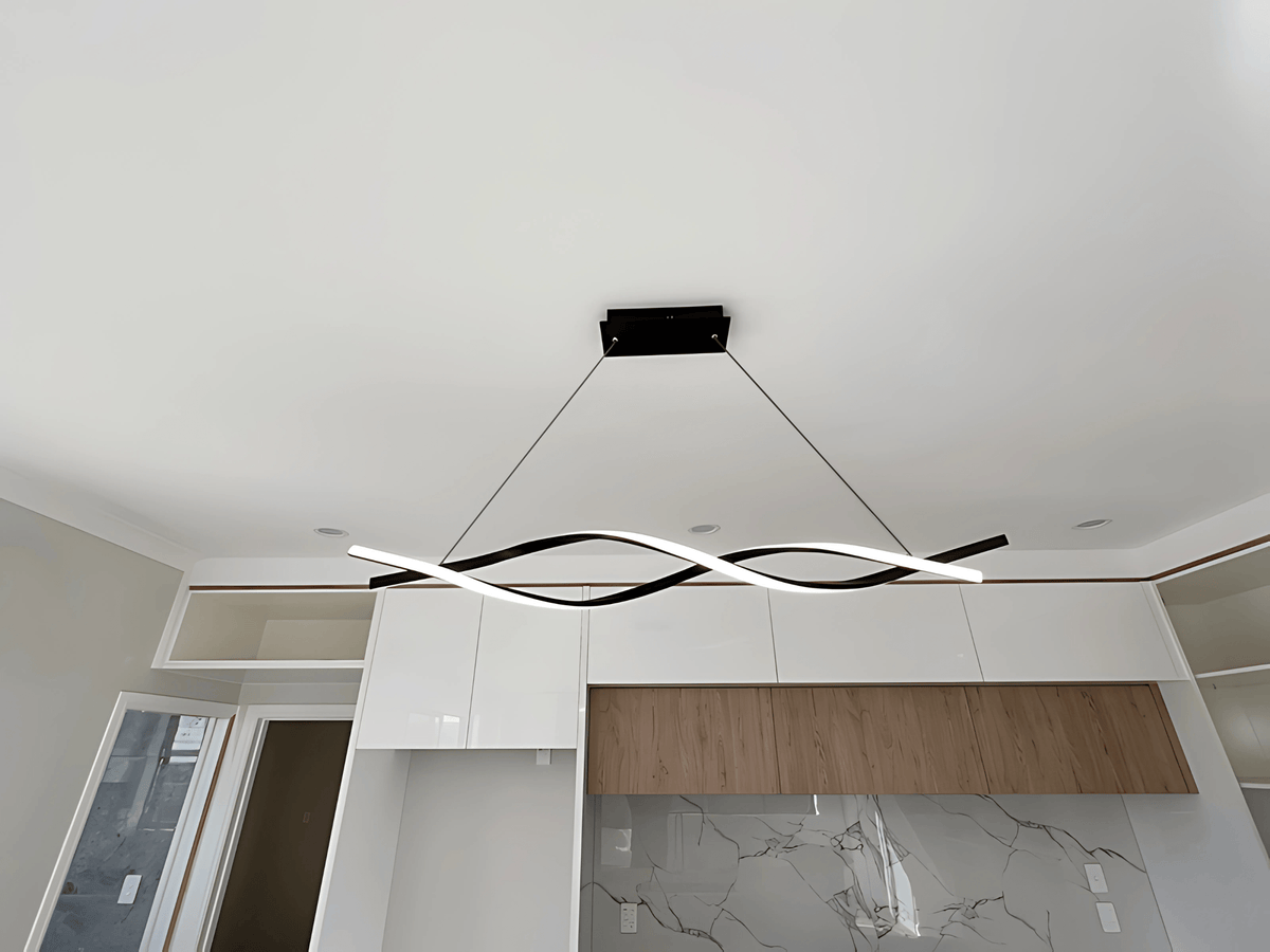 LED Pendant Kitchen Light, Black Double Spiral Shape P325-1.2M - Galaxy Lighting NZ