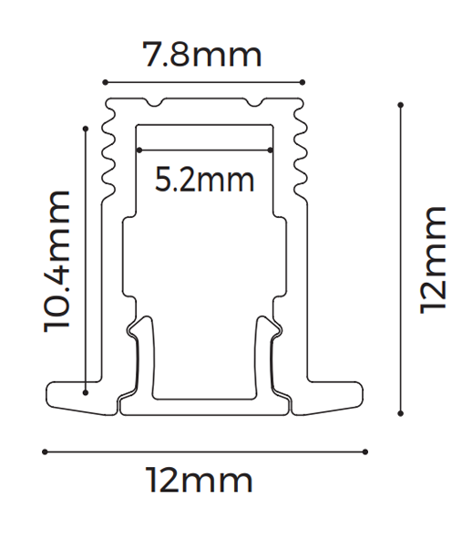 LS1212 Recessed Aluminium Profile, 2.5m cross-section