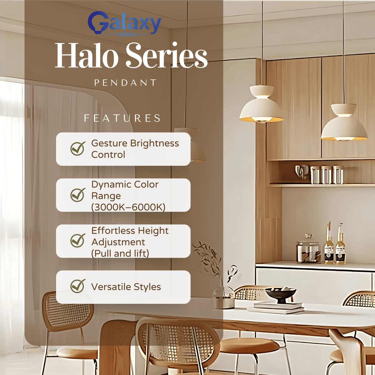 FREE LIFTING Motion Control LED Pendant Light/Bedside Feature Light P457 - Galaxy Lighting NZ