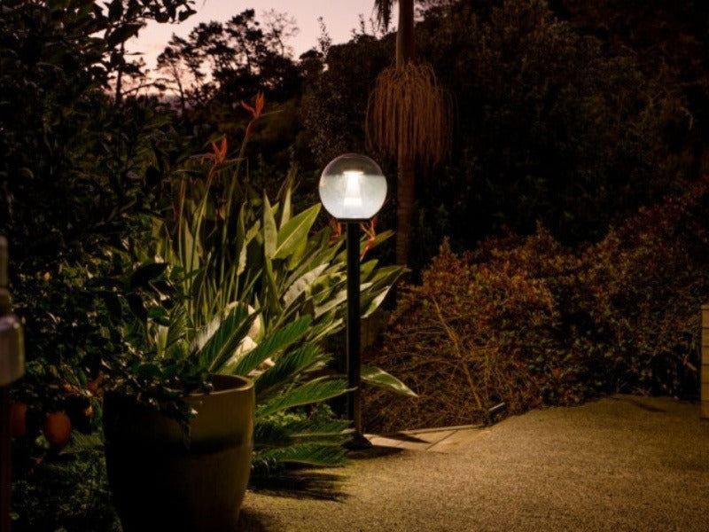 LED Globe Bollard Light In Smoke Grey A-FLED6002-30cm - Galaxy Lighting NZ
