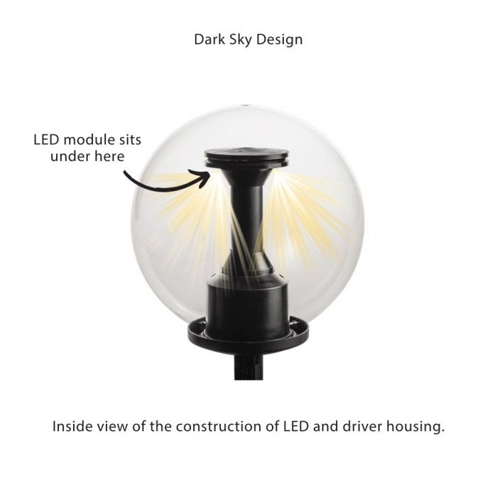 LED Globe Bollard Light In Smoke Grey A-FLED6002-30cm - Galaxy Lighting NZ