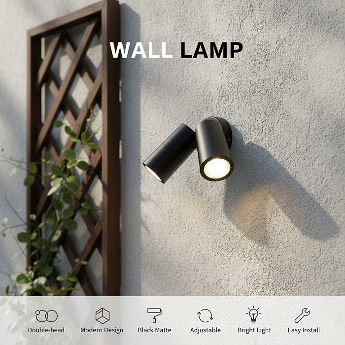 Black Tiltable Outdoor Light ,Spotlight IP65 A118-Twin Light - Galaxy Lighting NZ