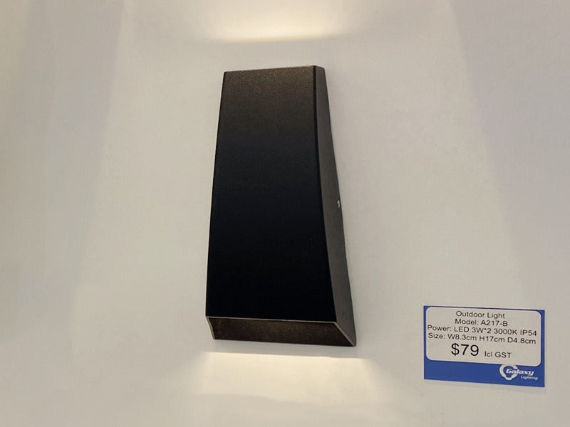 Black Up/Down LED Outdoor Light A217-B,Tri Color 3000k/4000k/6000k - Galaxy Lighting NZ