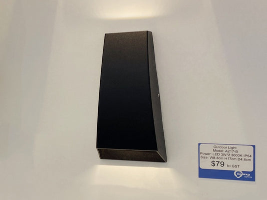 Black Up/Down LED Outdoor Light A217-B,Tri Color 3000k/4000k/6000k - Galaxy Lighting NZ
