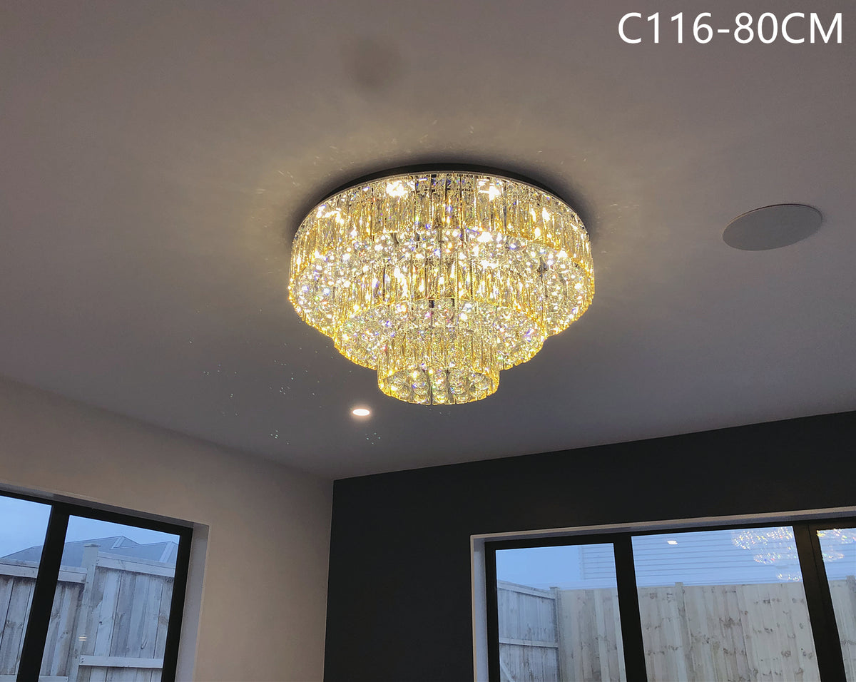 LED Color Change Crystal Ceiling Light, Two Sizes C116-80cm - Galaxy Lighting NZ