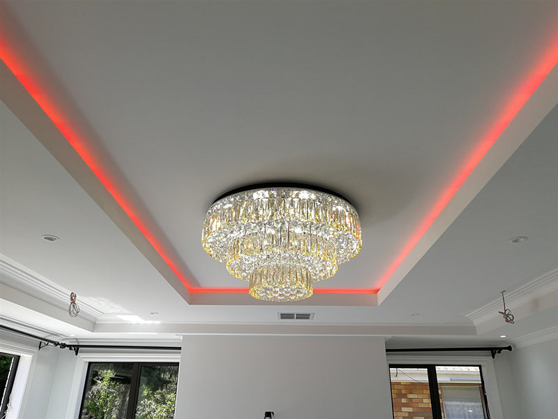 LED Color Change Crystal Ceiling Light, Two Sizes C116-80cm - Galaxy Lighting NZ