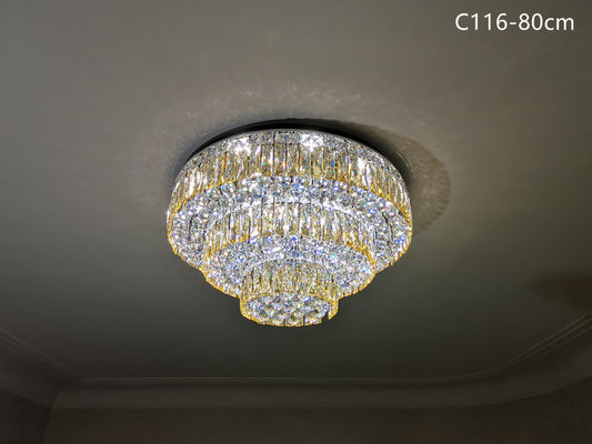 LED Color Change Crystal Ceiling Light, Two Sizes C116-80cm - Galaxy Lighting NZ