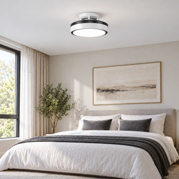 LED Ceiling Fan Light C127-Black in a bedroom
