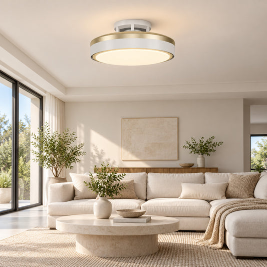 LED Ceiling Fan Light C127-Gold in a living room