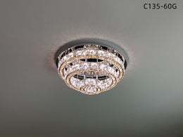 LED Crystal Ceiling Light C135-Gold-60cm - Galaxy Lighting NZ