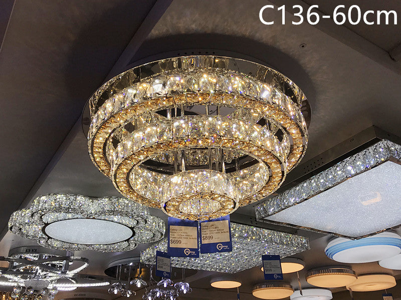 LED Crystal Ceiling Light C135-Gold-60cm - Galaxy Lighting NZ