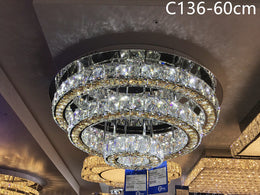 LED Crystal Ceiling Light C135-Gold-60cm - Galaxy Lighting NZ