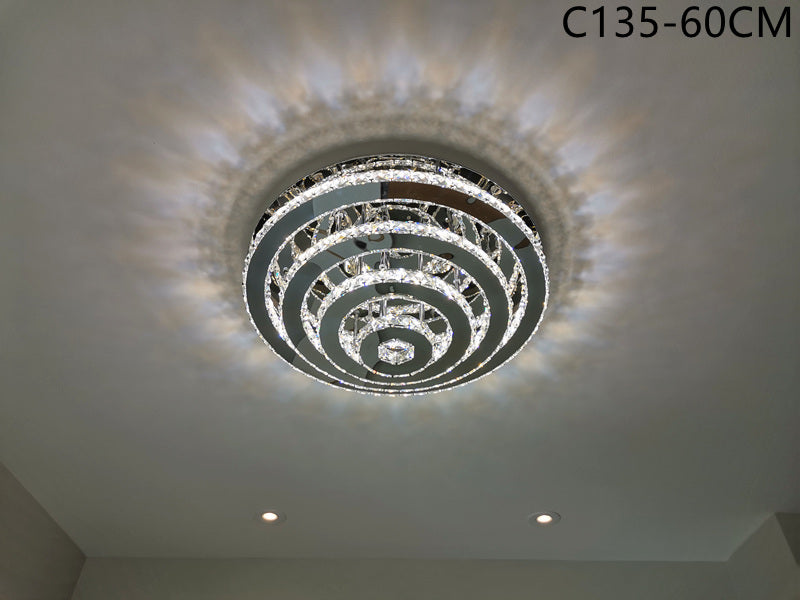 Crystal LED Ceiling Light C135-Silver-60cm - Galaxy Lighting NZ
