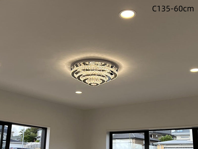 Crystal LED Ceiling Light C135-Silver-60cm - Galaxy Lighting NZ