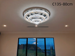 LED Crystal Ceiling Light C135-Gold-80cm - Galaxy Lighting NZ