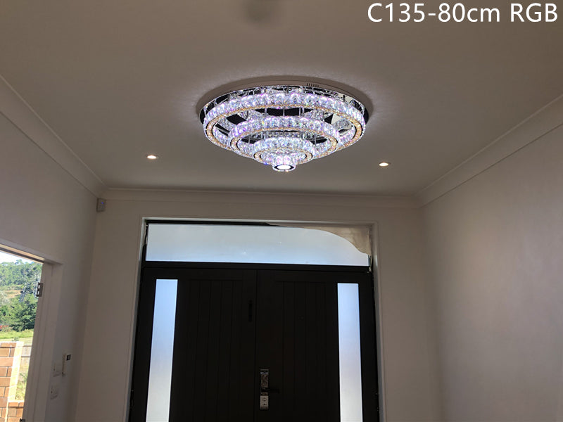 LED Crystal Ceiling Light C135-RGB-80cm - Galaxy Lighting NZ
