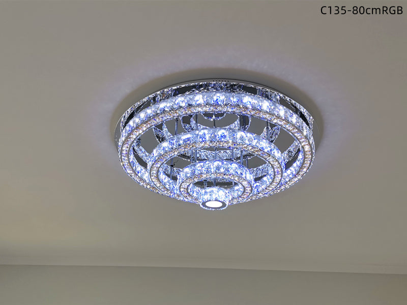 LED Crystal Ceiling Light C135-RGB-80cm - Galaxy Lighting NZ