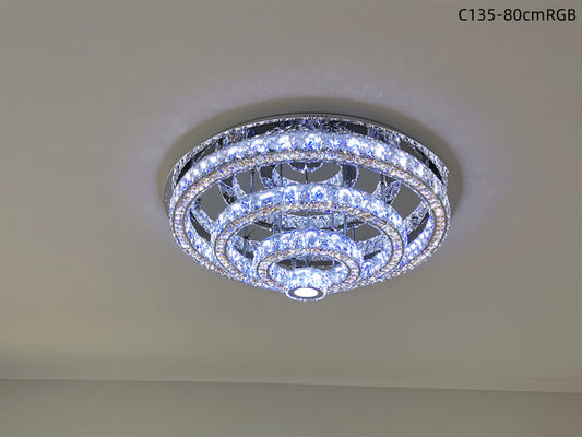 LED Crystal Ceiling Light C135-RGB-80cm - Galaxy Lighting NZ