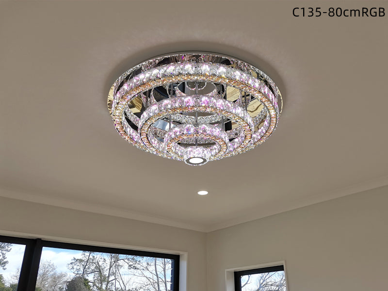 LED Crystal Ceiling Light C135-RGB-80cm - Galaxy Lighting NZ