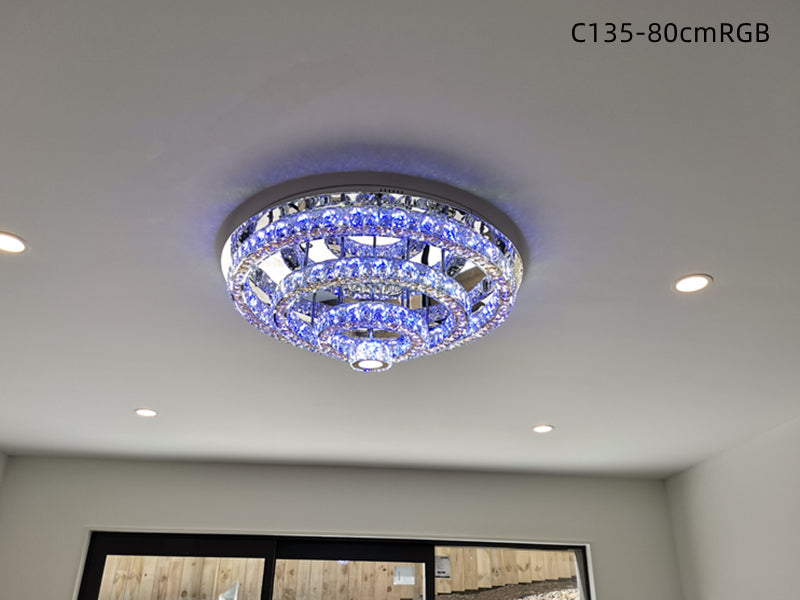 LED Crystal Ceiling Light C135-RGB-80cm - Galaxy Lighting NZ