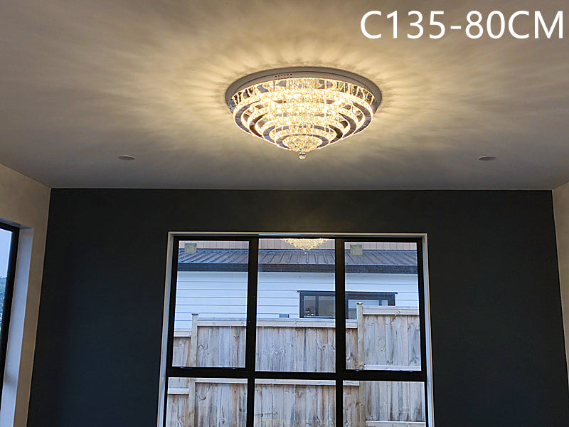 Crystal LED Ceiling Light C135-Silver-80cm - Galaxy Lighting NZ