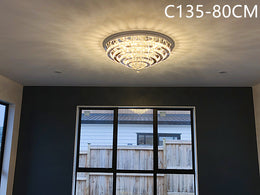 Crystal LED Ceiling Light C135-Silver-80cm - Galaxy Lighting NZ