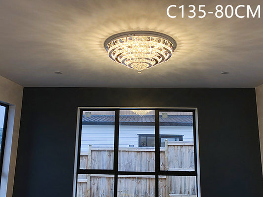 Crystal LED Ceiling Light C135-Silver-80cm - Galaxy Lighting NZ