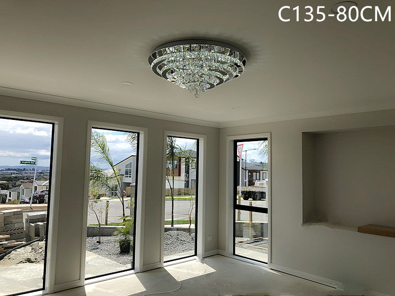 Crystal LED Ceiling Light C135-Silver-80cm - Galaxy Lighting NZ