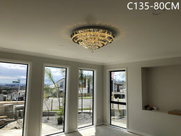 Crystal LED Ceiling Light C135-Silver-80cm - Galaxy Lighting NZ