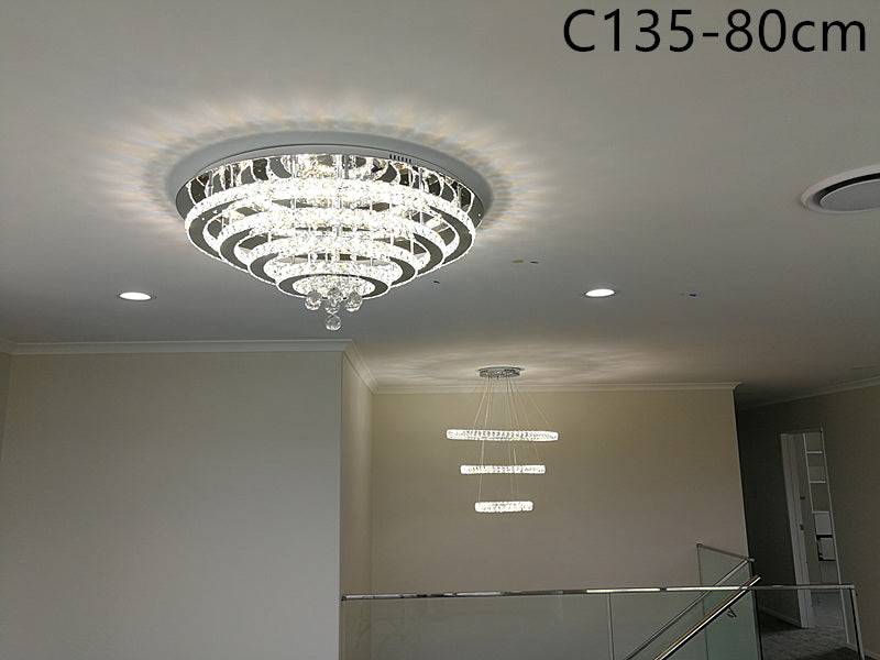 Crystal LED Ceiling Light C135-Silver-80cm - Galaxy Lighting NZ