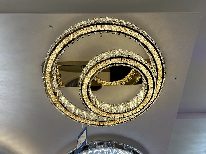 LED Crystal Ceiling Light C162-Gold-50cm - Galaxy Lighting NZ